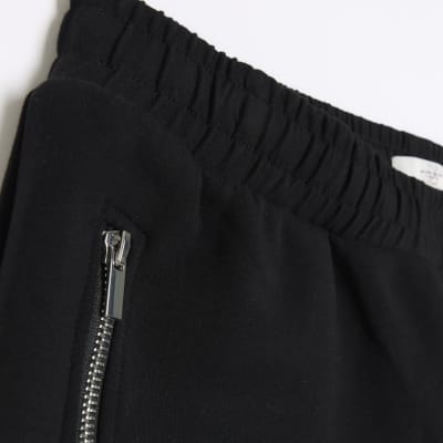 Black slim fit neoprene cuffed smart joggers