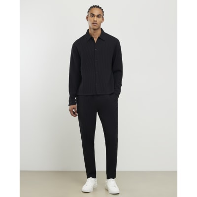 Black Slim Fit Plisse Joggers