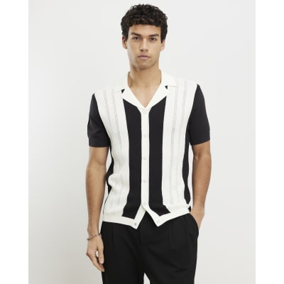 Black Slim Fit Premium Blocked Knit Shirt