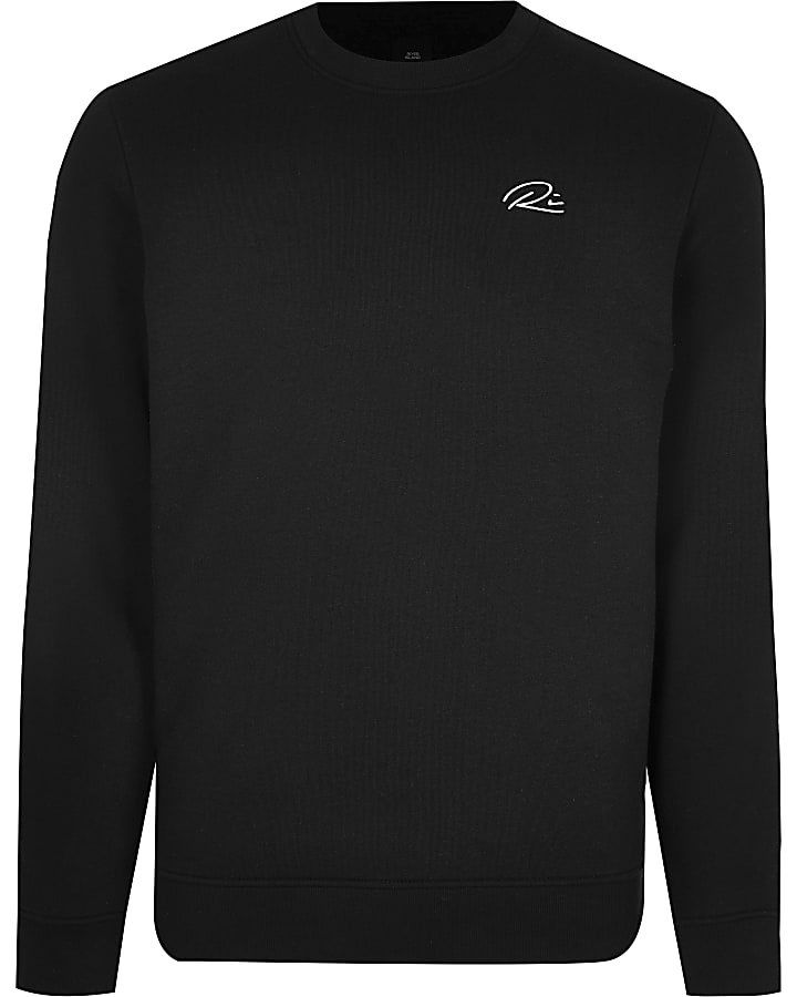 Black slim fit RI Embroidered Logo sweatshirt