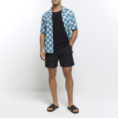 Black slim fit rib vest River Island