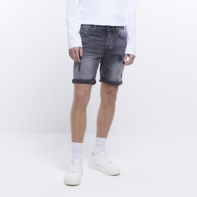 Black Slim fit Ripped Shorts | River Island