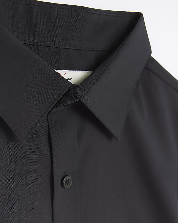 Black slim fit short sleeve shirt