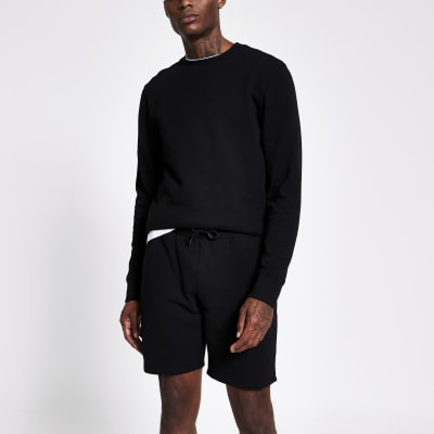 slim fit black shorts