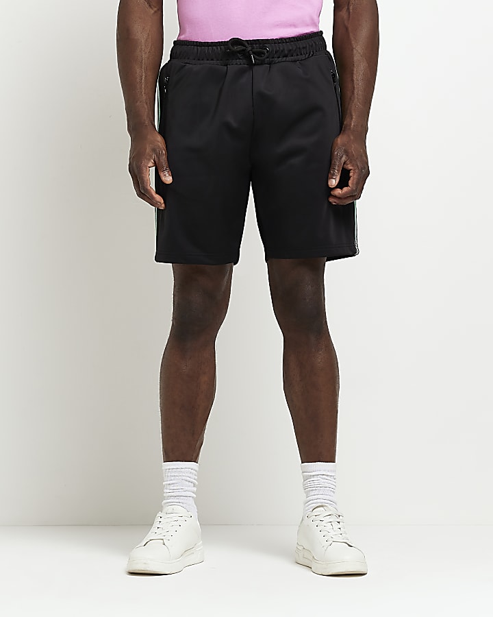 Black Slim fit side Tape Shorts