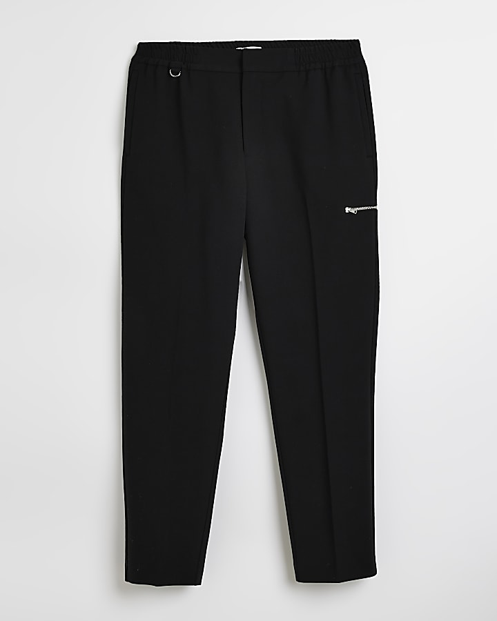 Black slim fit smart cargo trousers