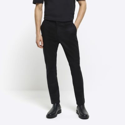 Black slim fit smart chino trousers | River Island