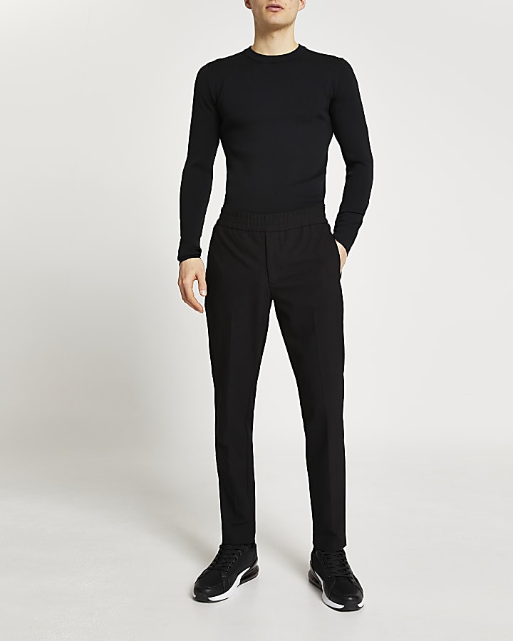 Black slim fit smart knit jumper