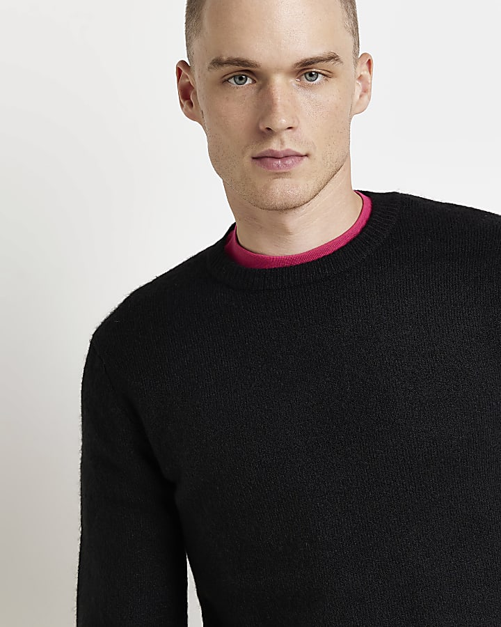 Black Slim fit Soft Touch Knitted jumper