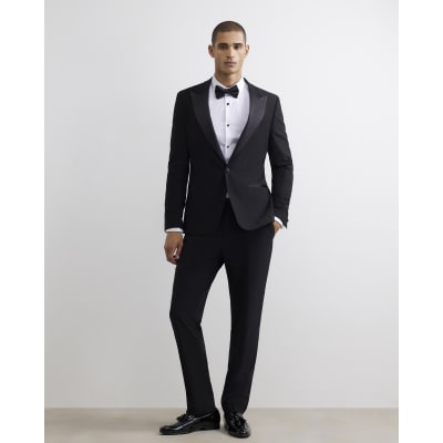 Black Slim Fit Stretch Tuxedo Suit Trousers