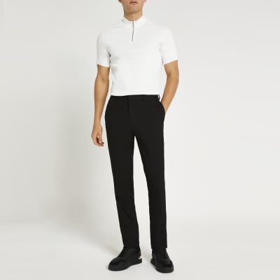 black slim fit trousers mens