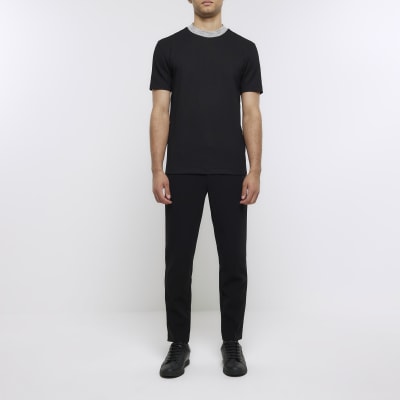 Black slim fit t-shirt | River Island