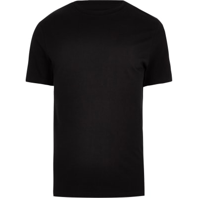 Black slim fit tshirt River Island