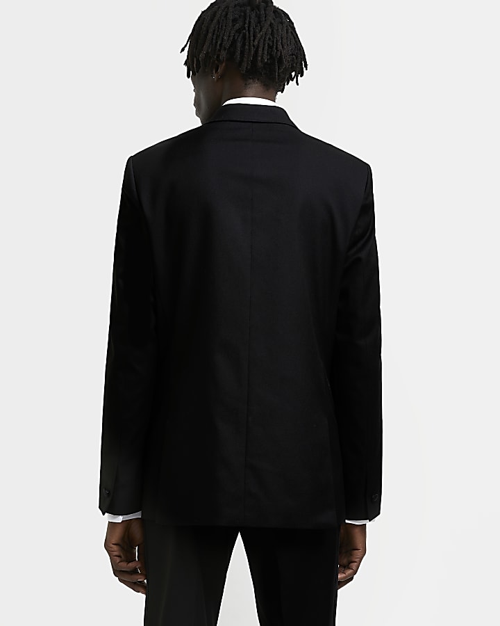 Black slim fit tuxedo suit jacket