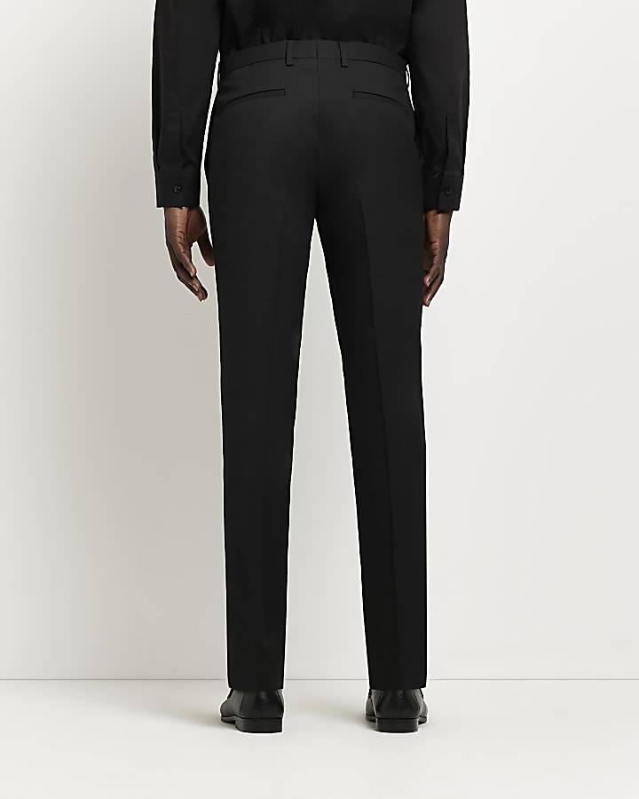 Black Slim fit Twill Suit Trousers