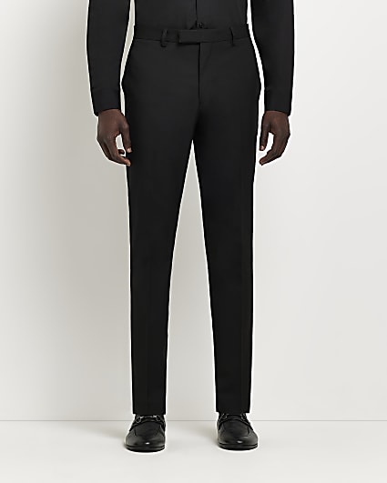 Black Slim fit Twill Suit Trousers