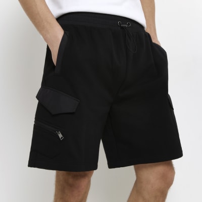 Black slim fit utility nylon shorts | River Island