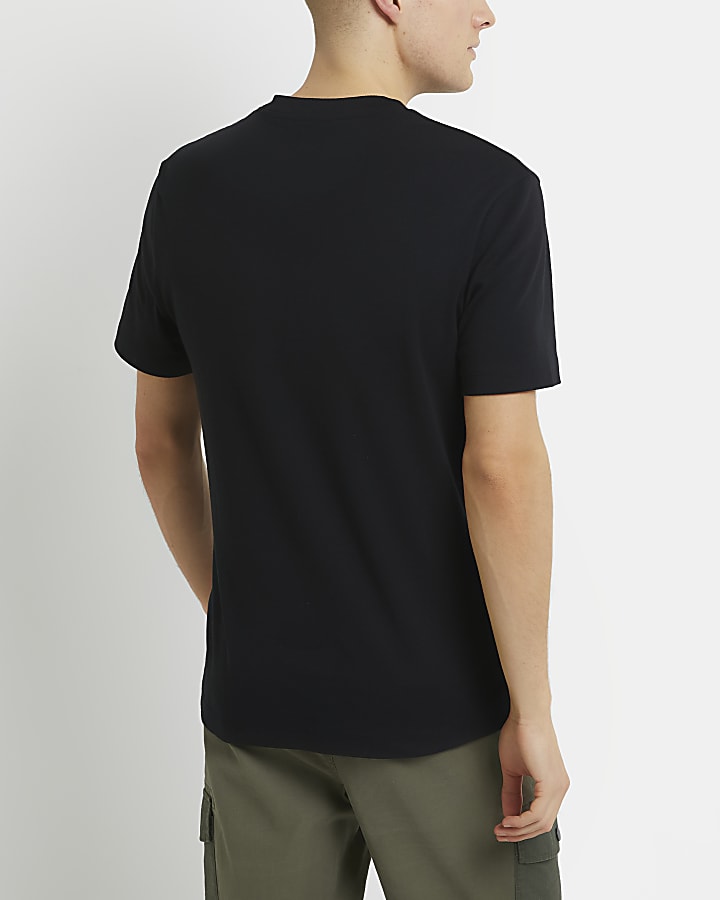 Black slim fit v neck t-shirt