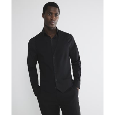 Black slim fit waistcoat