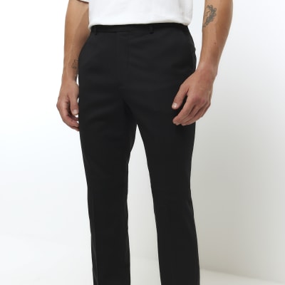 Black Slim Fit Wool Suit Trousers