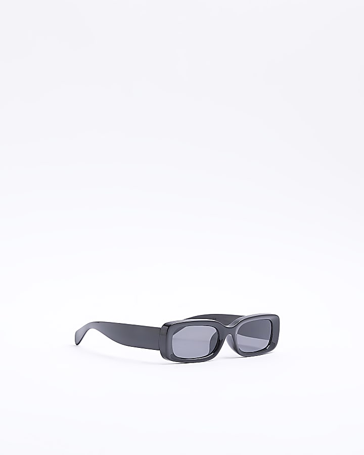Black slim square frame sunglasses