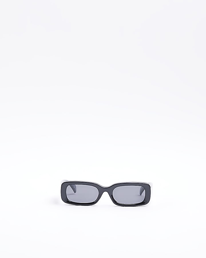 Black slim square frame sunglasses