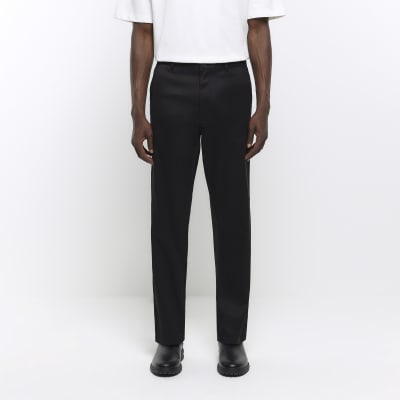 Black slim straight fit smart trousers | River Island