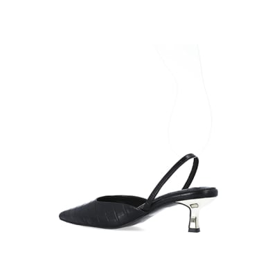 360 degree animation of product Black sling back court shoes frame-5