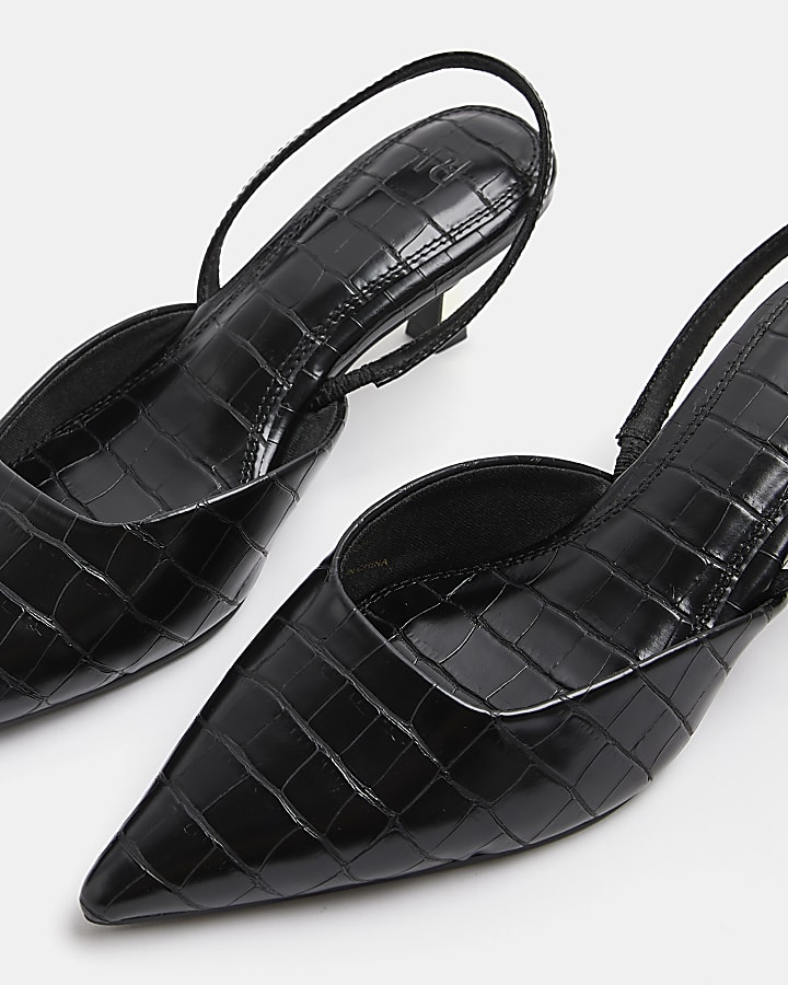 Black sling back court shoes