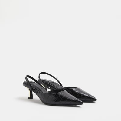 Black sling back court shoes