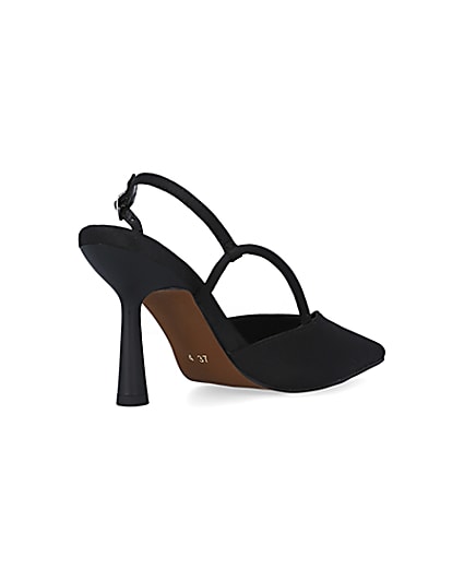 360 degree animation of product Black sling back heeled court shoes frame-12
