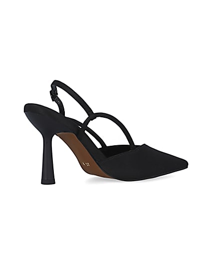 360 degree animation of product Black sling back heeled court shoes frame-13