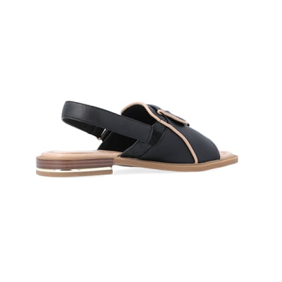 360 degree animation of product Black sling back sandals frame-13