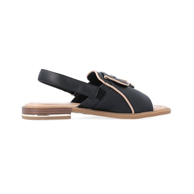 360 degree animation of product Black sling back sandals frame-14
