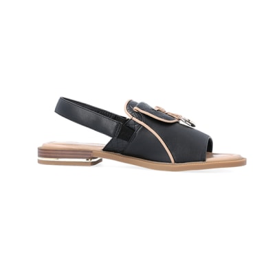 360 degree animation of product Black sling back sandals frame-16