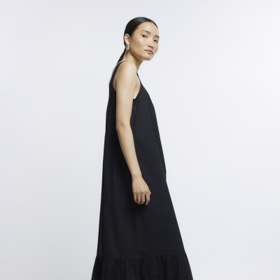 Black slip maxi dress