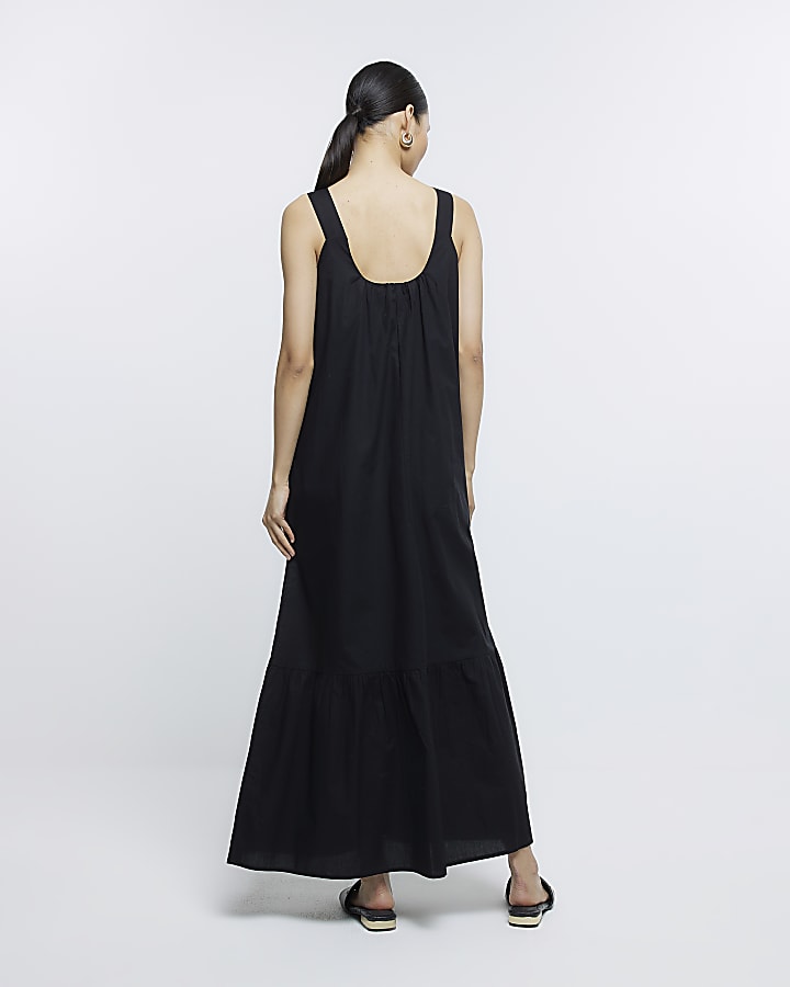 Black slip maxi dress