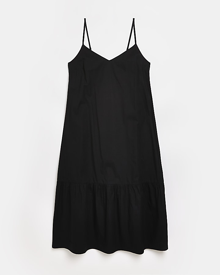 Black slip midi dress