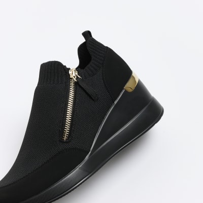 River island black sales slip on shoes