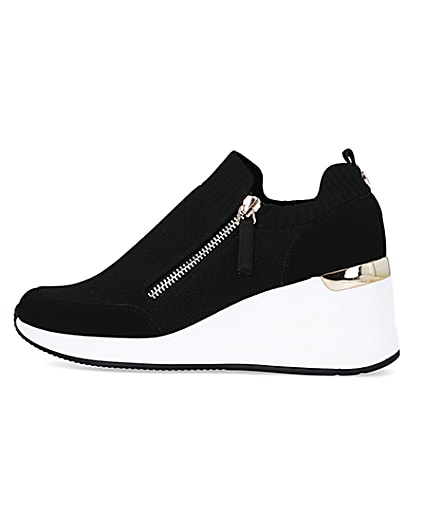 360 degree animation of product black slip on wedge trainers frame-4