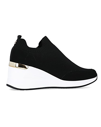 360 degree animation of product black slip on wedge trainers frame-14