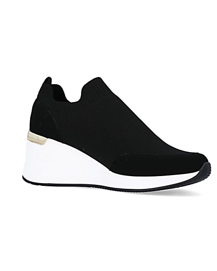 360 degree animation of product black slip on wedge trainers frame-17
