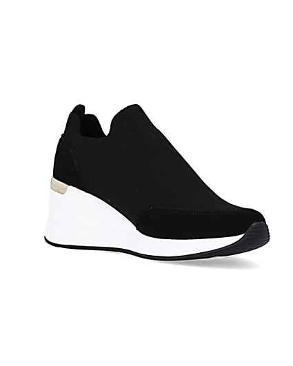 360 degree animation of product black slip on wedge trainers frame-18