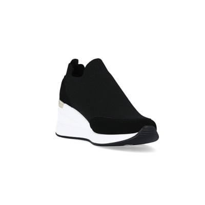 Wedge heel trainers discount black