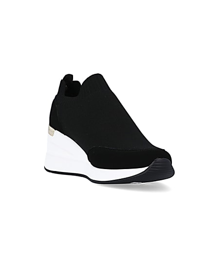 360 degree animation of product black slip on wedge trainers frame-19