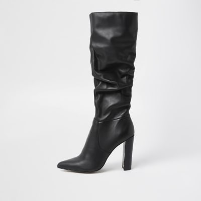 river island black slouch boots