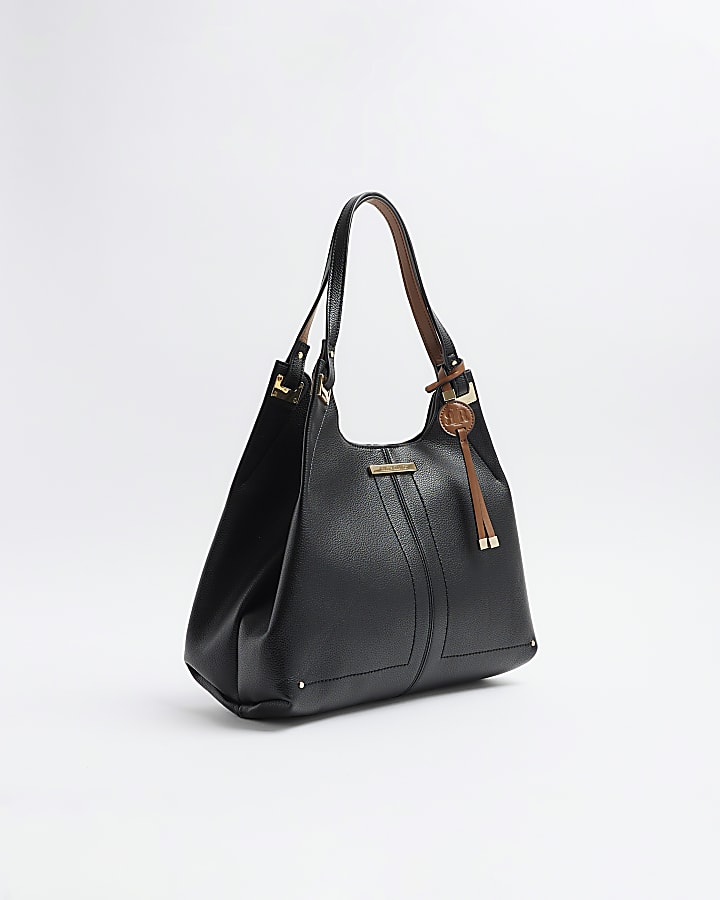 Black slouch tote bag | River Island