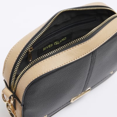 River island black triple compartment cross body on sale bag