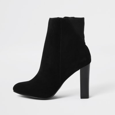 Black smart heeled ankle boots | River Island