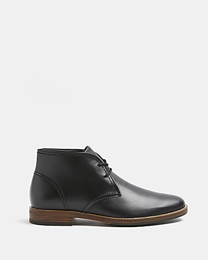 Black smart leather chukka boots